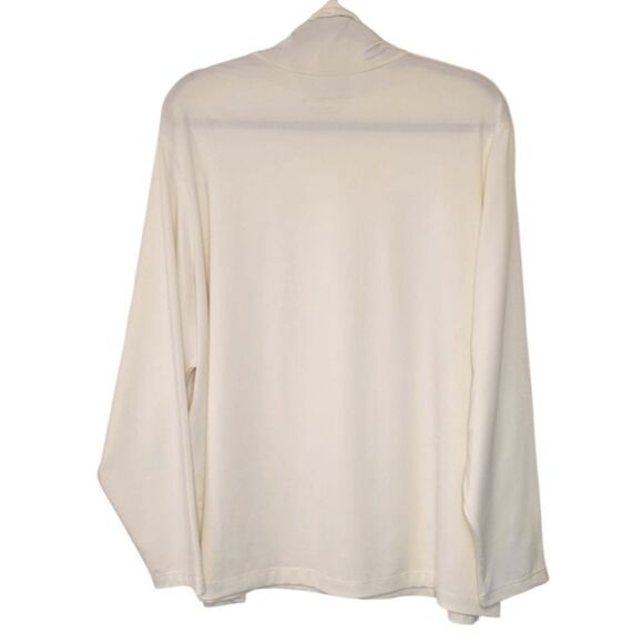 Susan Graver Cream Liquid Knit Long Sleeve Ruched Turtleneck Size 2X - Picture 2 of 5